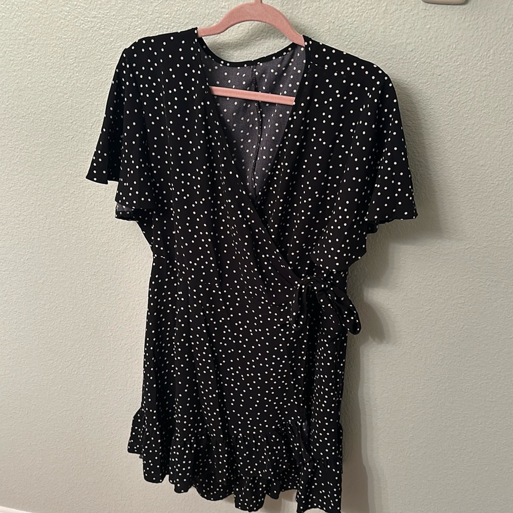 Black polka dot dress